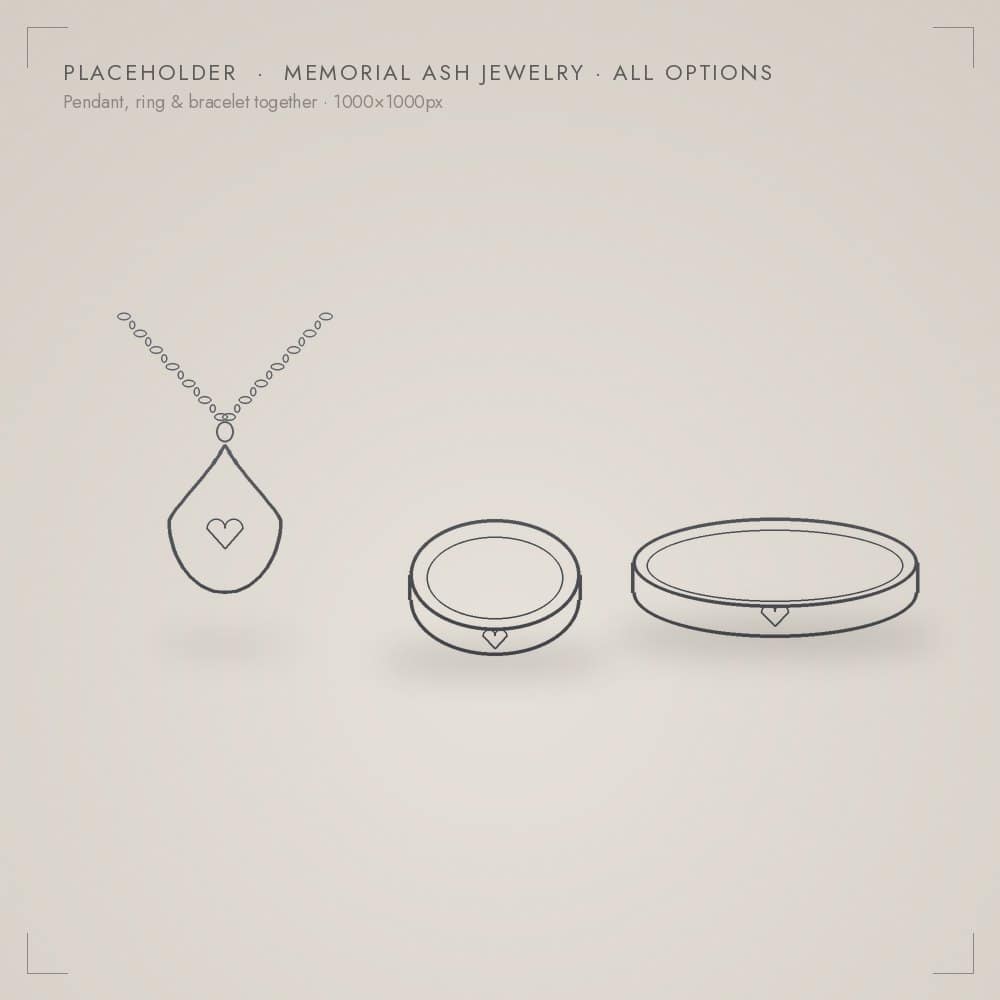 PLACEHOLDER — Ash All Memorial ash pendant, ring and bracelet