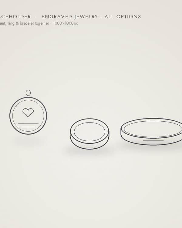 Engraved pendant, ring and bracelet