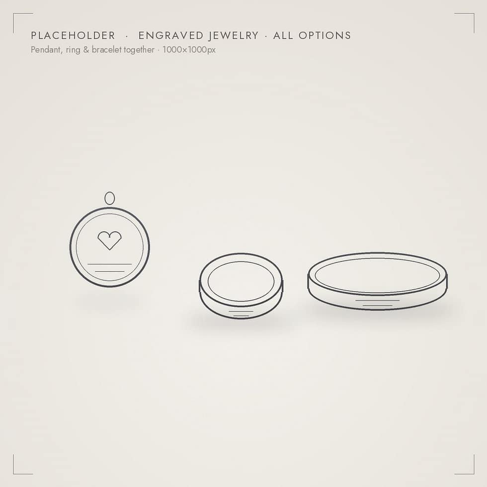 Engraved pendant, ring and bracelet